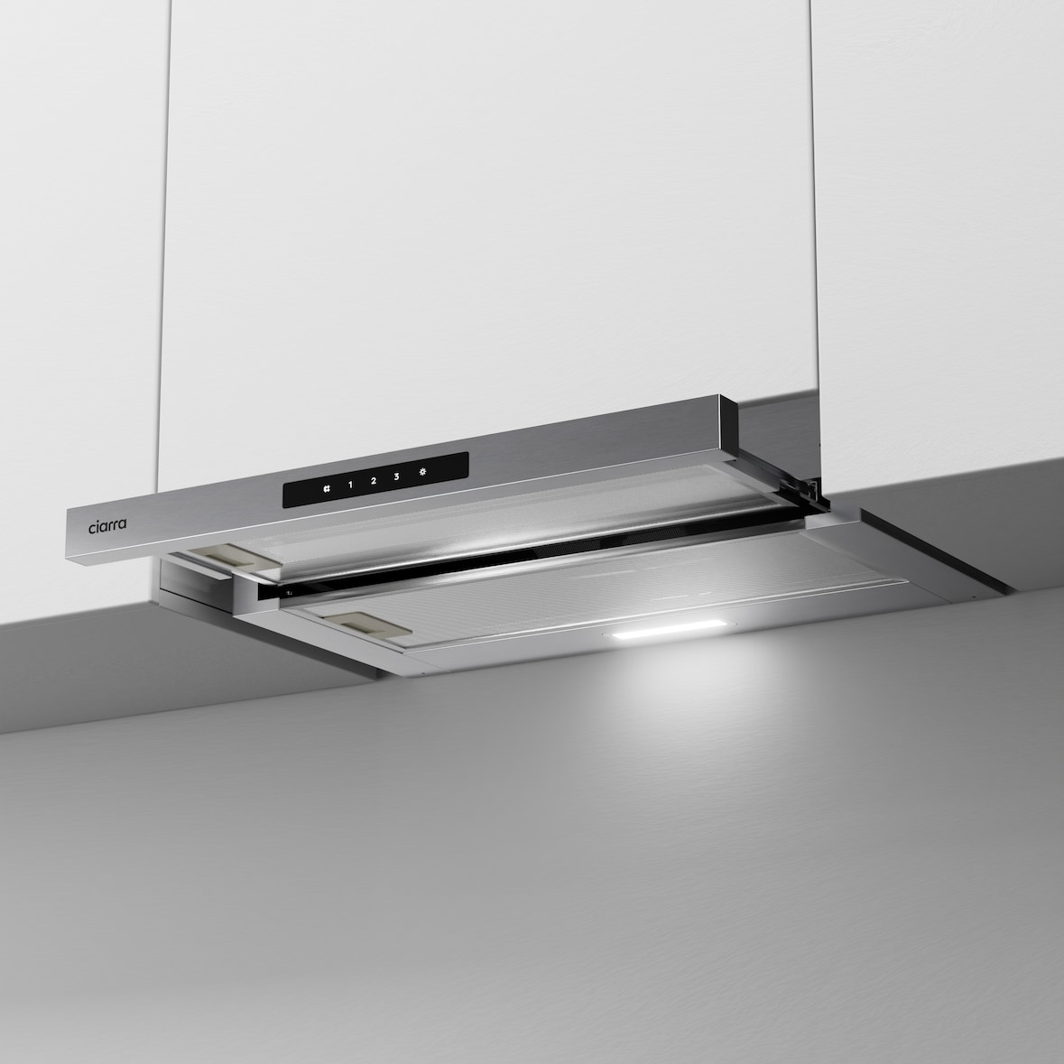 CIARRA Hotte Tiroir Téléscopique A+ 580 m³/h Max. 60 cm Hotte Aspirante Integrée Éclairage LED - Evacuation ou Recyclage VM6909AS