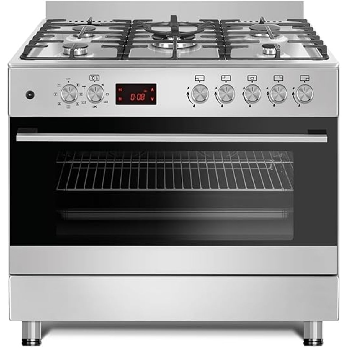 Gasline Gourmet GAG90GOXEL – 90cm Gasstandherd Elektro-Backofen mit 5 leistungsstarken Brennern für LPG 50mBar inkl. Gasschlauch & Druckregler