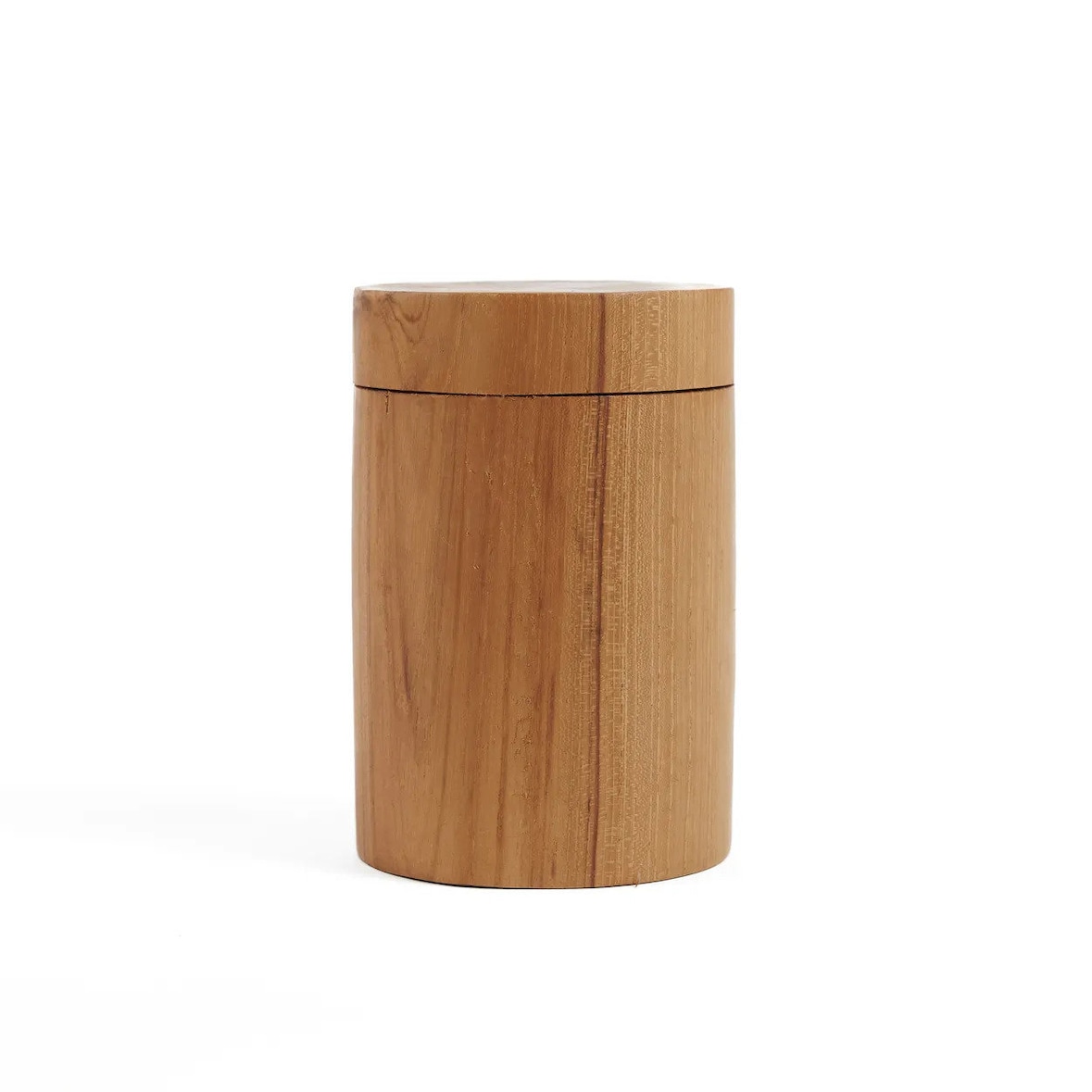 Bazar Bizar Voorraadpot van teakhout 8x8x12 cm naturel