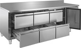 thumbnail of GastroHero Kühltisch Edelstahl GN 1/1 mit Aufkantung 1 Tür 6 Schubladen Umluftkühlung -2 °C bis +8 °C 230 V Profi Gastronomie 2230x700x850 mm