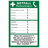 thumbnail of Aushang, Notfall Rufnummern - 200x300 mm Folie selbstklebend