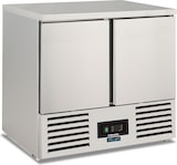 thumbnail of Edelstahl-Saladette mit 2 Türen. Temperatur +2°/+8°C. Elektronisches Thermostat. Automatische Abtauung. Maße 90x70x87 cm. SF901