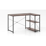 thumbnail of COSTWAY Escritorio en Forma de L, Escritorio de Esquina Reversible con Estante Ajustable y Marco de Metal, Mesa de Computadora de Madera