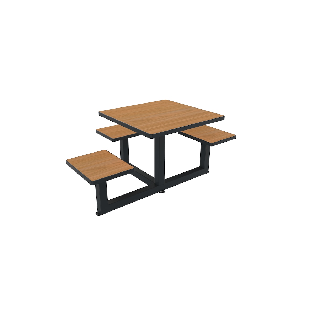 Euroterrasse Table+assises orpin 3pl+pmr l1420mm carree  metal gris 7016 hpl teck