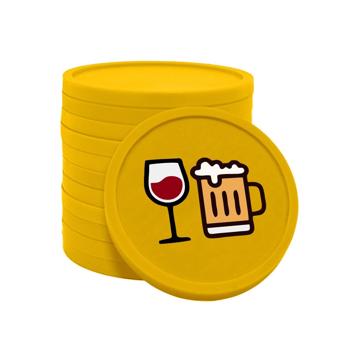 CombiCraft Kunststoff Wertmarken Chips Bier- und Weinglas in Gelb- 100 Stück - Ø29 mm