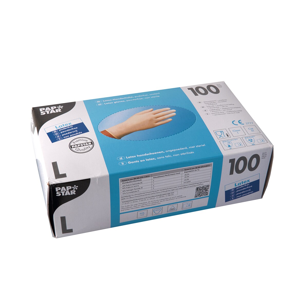 PAPSTAR 100 Handschuhe, Latex puderfrei weiss Größe L