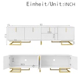 thumbnail of TV-Schrank 160x38x44 cm mit strukturierten Türen, goldenen Akzenten, verstellbaren Füßen und integriertem Stauraum