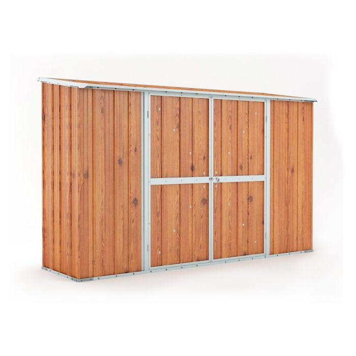 Casetta giardino lamiera Box in Acciaio Zincato 307x100cm x h1.92m - 75KG - 3.07mq - LEGNO