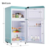 thumbnail of Merax Retro Mini Kühlschrank mit Gefrierfach, 72L, 2 Türen, kompakt für Single, Büro & Hotel Minibar, LED, 120 kWh/Jahr, Cyan
