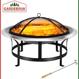 thumbnail of GARDEBRUK® Feuerschale mit Funkenschutz Schürhaken Edelstahl Ø75cm Feuerstelle Feuerkorb Terrassenofen Grill Garten