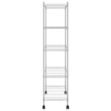thumbnail of Helloshop26 - Étagère de rangement 5 niveaux roues 75 x 35 x 155 cm Chrome 250 kg Argent 02_0045701
