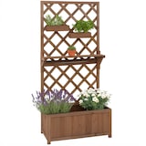 thumbnail of Canteiro elevado HWC-P68, plantador/caixa de flores treliça suporte treliça caixas suspensas madeira FSC® 135x70x30cm ~ castanho