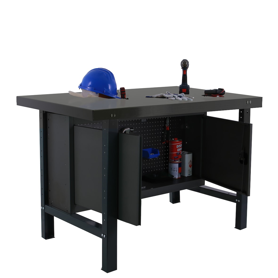 SimonRack Mesa de Trabajo Taller, 1500x730 mm, Cabina, Tablero Metal, Capacidad Carga 600 kg, Antracita - BT-6