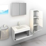 thumbnail of Badmöbel Set Gently 3 V2-R Weiß Badezimmermöbel Badspiegel Waschtisch 80 cm mit 1x 5W LED / Energiebox