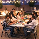 thumbnail of Mesa rectangular patas plegables blanco efecto granito Lifetime 182 x 76 x 74 cm