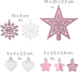 thumbnail of Relaxdays Weihnachtskugeln 101er Set, Kunststoff, Weihnachtsbaumdeko mit Kugeln & Spitze, Christbaumschmuck, rosa/weiß