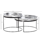 thumbnail of Couchtisch 2er Set Silber / Schwarz Metall Hammerschlag Satztisch Rund, Sofatisch abnehmbares Tablett, Tabletttisch Sofa 2 teilig Modern, Runder