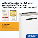 thumbnail of Exquisit Mobiler Luftentfeuchter, 5,5 Liter Wassertank, 400 Watt, 180m³/h, Timer, Für 30-35m², Betriebs-LED, Kindersicherung, LE 2055 wes