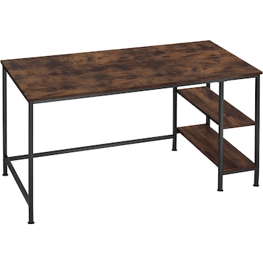 tectake Bureau informatique DONEGAL 140x60x76,5cm - Bois foncé industriel, rustique -404227