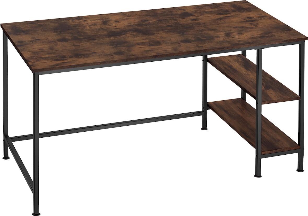 tectake Bureau informatique DONEGAL 140x60x76,5cm - Bois foncé industriel, rustique -404227