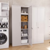 thumbnail of Armadio Armadietto In Metallo Multiuso Doppia Anta 5 Ripiani Regolabili Chiusura Con Doppia Chiave Mobiletto Documenti Ufficio 180x80x40 Cm Grigio
