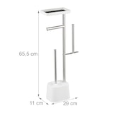thumbnail of Relaxdays WC Garnitur, HBT: 65,5 x 29 x 11 cm, stehender Klopapierhalter, Klobürste, Ersatzrollenhalter, Ablage, weiß