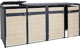 thumbnail of 4er Mülltonnenverkleidung HWC-J82, Mülltonnenbox, erweiterbar, Metall 100kg, anthrazit ~ Buche-Holzoptik hellbraun
