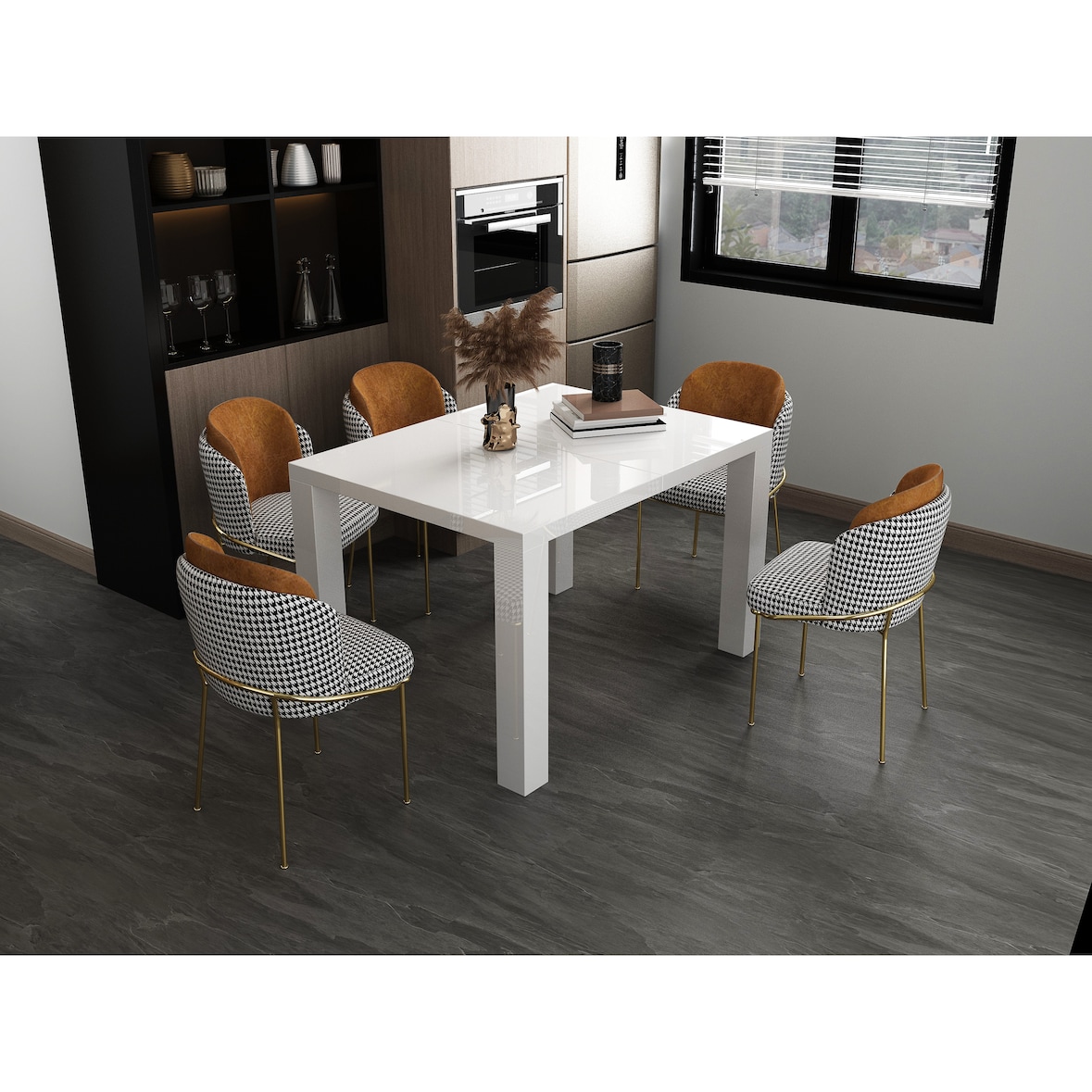 SalesFever eettafel uitschuifbaar | 120-240 x 80 cm | MDF wit hoogglans gelakt | B 120 x D 80 x H 76 cm