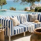thumbnail of Modulaire lage gestreepte tuinset voor 3 personen Pacificblauw Oviala 232x80 cm