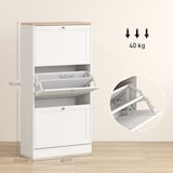 thumbnail of Móvel Sapateira de Entrada com 3 Gavetas Basculantes e Prateleiras Ajustáveis para 18 Pares de Sapatos 60x23,5x115 cm Branco