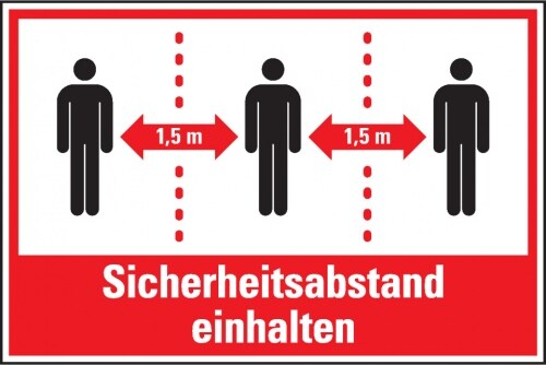 Aufkleber I Hinweisschild Sicherheitsabstand einhalten, Folie, selbstklebend, 300x200mm