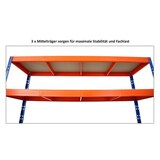 thumbnail of PROREGAL Mega Deal 2x Profi Schwerlastregal Rhino | HxBxT 180x200x60cm | 5 Spanplatten-Ebenen 8mm | Fachlast 500kg | Blau-Orange