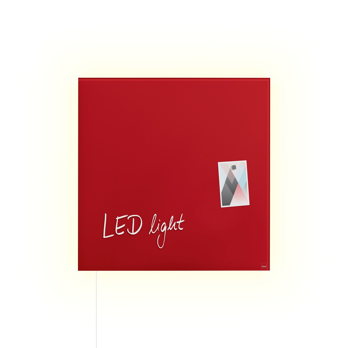 Sigel GL402 Glas-Magnettafel / Magnetboard Artverum, mit LED-Beleuchtung, 48x48 cm, rot