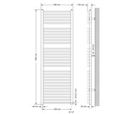 thumbnail of ECD Germany Badheizkörper Elektrisch 600x1800 mm Weiß, gebogen, 1200W, Heizkörper Handtuchwärmer Handtuchtrockner