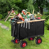 thumbnail of Relaxdays Handwagen, großer Bollerwagen, klappbare Seitenteile, herausnehmbare Plane, mit Griffen, 500 kg, schwarz-rot