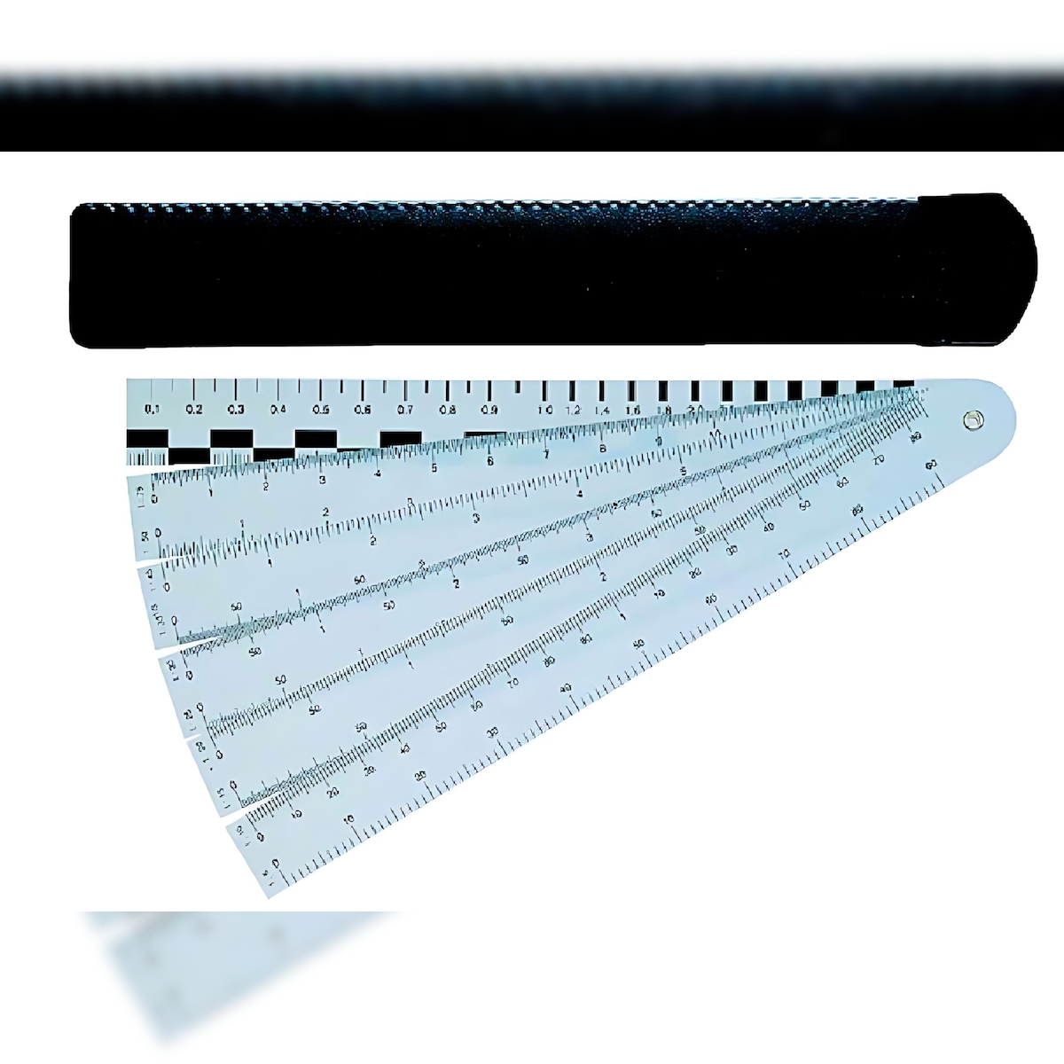 Standardgraph Fächermaßstab Bauwesen 21 cm, 6 Fächer im Kunstlederetui