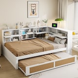 thumbnail of Schlafsofa 140x200 cm aus Holz mit Ausziehbett – multifunktionales Einzelbett für kleinen Raum Weiß