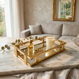 thumbnail of Plateau miroir rectangulaire doré  31x18x5cm