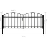 thumbnail of vidaXL Zauntor Doppelflügel Gewölbte Spitze Stahl 400 x 175 cm Schwarz