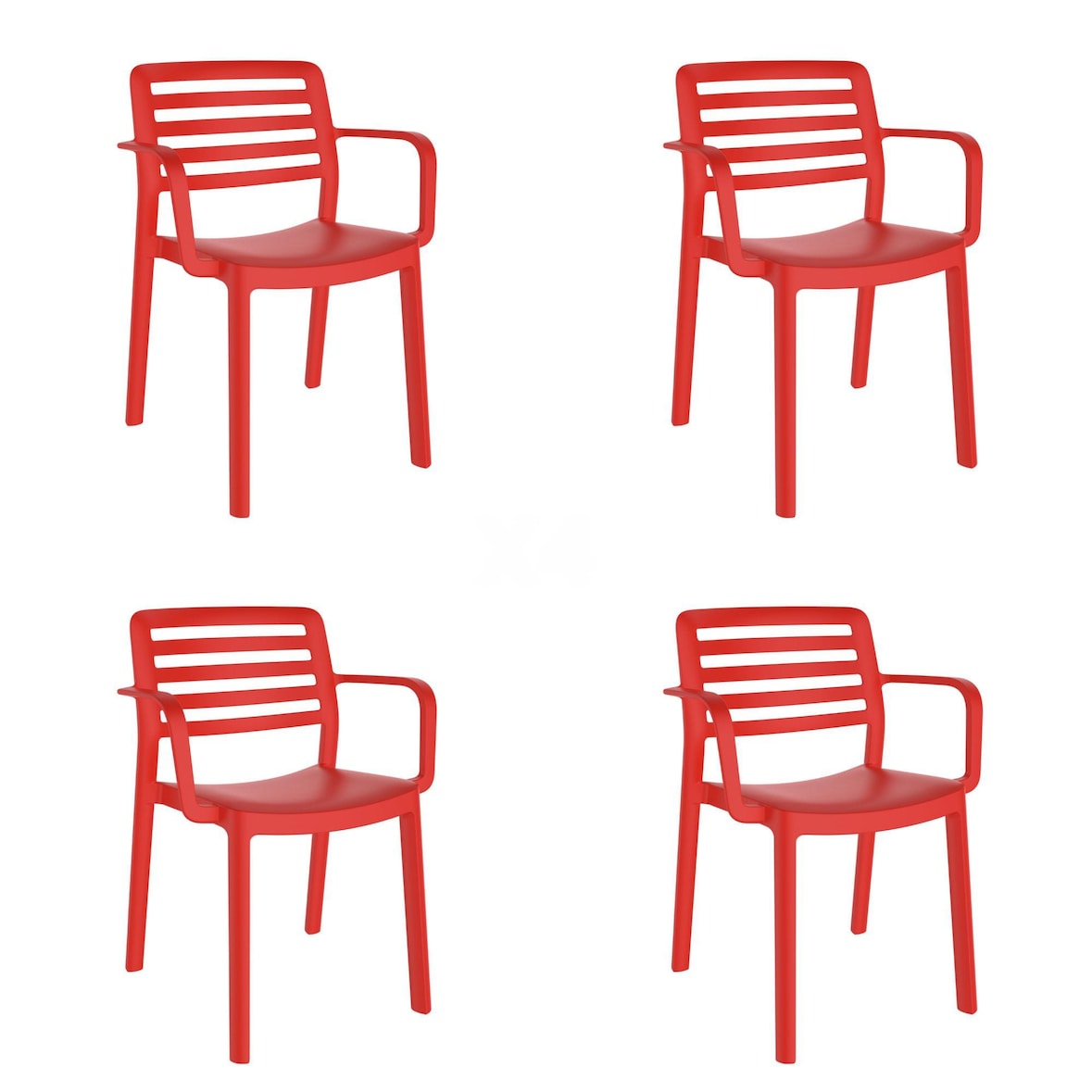 garbar WIND Set 4 Silla Con Brazos Interior, Exterior Rojo