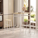 thumbnail of HOMCOM juego de mueble de bar set de mesa alta y 2 taburetes con estante de almacenamiento y marco de metal para cocina comedor 80x50x90 cm