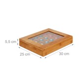 thumbnail of Relaxdays Kapselbox aus Bambus, 24 Fächer, aufklappbar, Kapselspender, Sichtfenster, Teebeutelbox, Kaffee, Natur