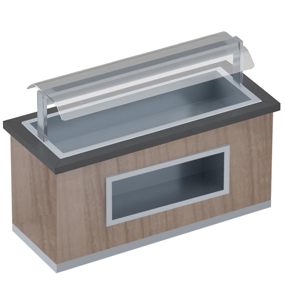 Buffet quente com banho-maria e protetor de tela 4 gn 1/1-150 acabamento nm - 1650x850x1320 mm - 4160 W 230/1V - 11047NM1 Eurast