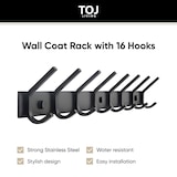 thumbnail of TOJ Living Perchero de pared – 16 ganchos – 62 cm – acero inoxidable – negro mate – colgador