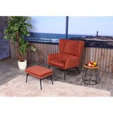 thumbnail of Lounge-Sessel HWC-L62, Ohrensessel Cocktailsessel Sessel Polstersessel, Stoff/Textil Metall ~ terracotta-braun