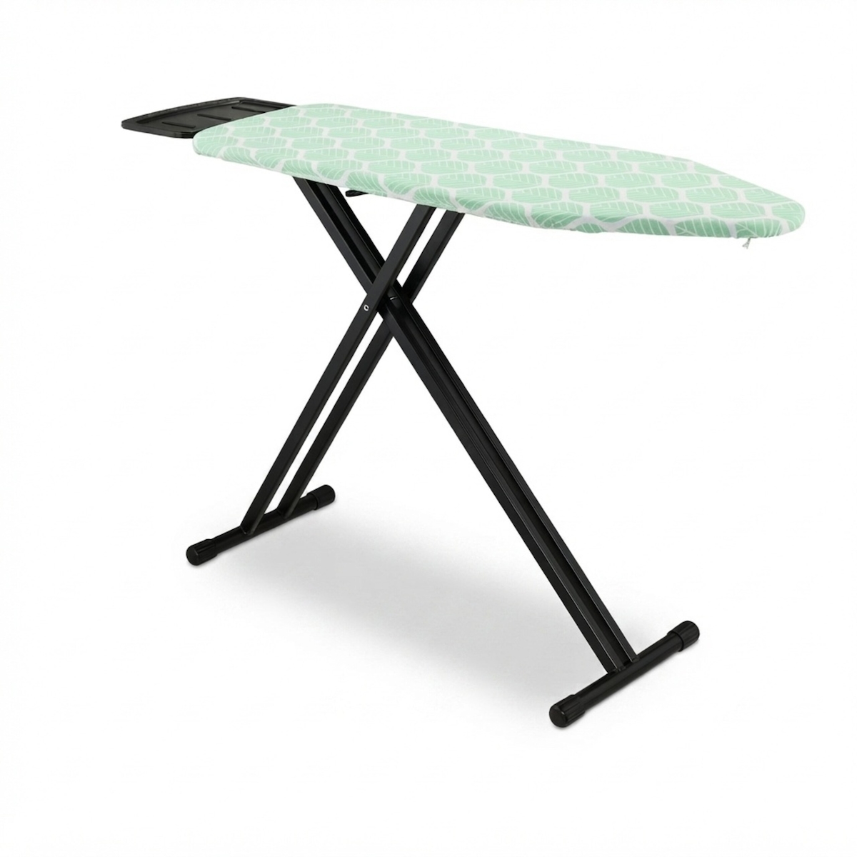 Relaxdays Bügelbrett für Dampfbügeleisen, 123 x 39 cm, höhenverstellbar, klappbar, Ablage, Bügeltisch, grün/schwarz
