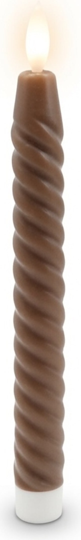 Relaxdays LED Stabkerzen, 6er Set, HxD: 25 x 2 cm, flackernde Flamme, Echtwachs, gedreht, flammenlose Kerzen, coffee