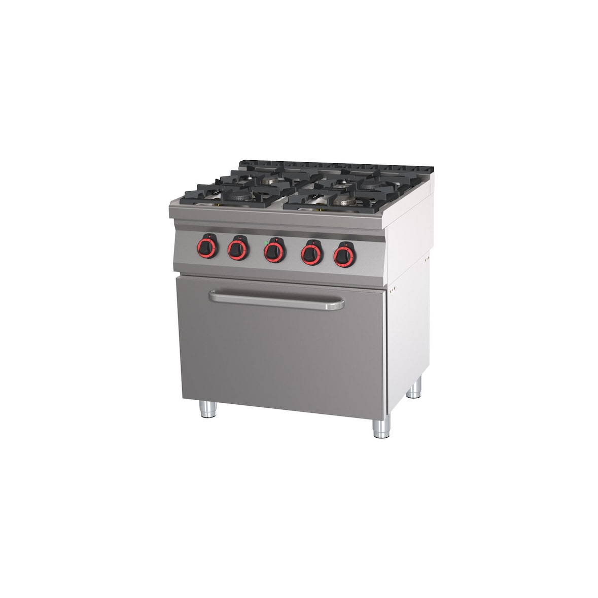 LOCHER Gasherd, 4 Kochstellen mit Elektro-Bratofen GN 2/1, 400 V