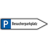 thumbnail of Schild I Wegweiser Besucherparkplatz, rechtsweisend, Aluminium RA0, reflektierend, 1400x350mm, DIN 67520