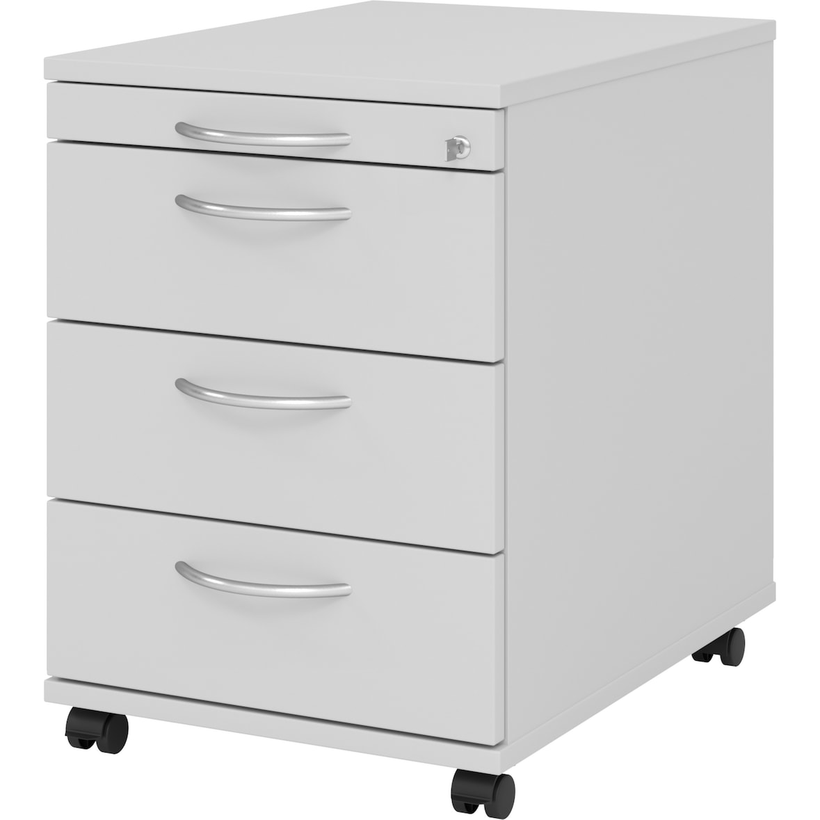 bümö Rollcontainer mit Schubladen, Container abschließbar aus Holz in grau - Rollwagen für's Büro als Schreibtisch Unterschrank, Bürocontainer od.